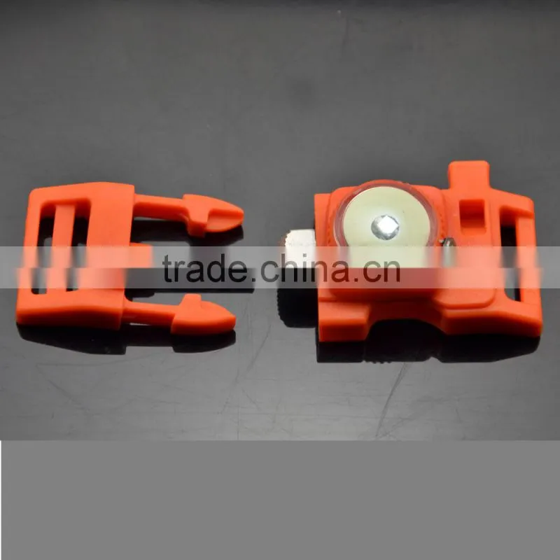 2016 new colored glow in the dark plastic whistle buckle with fire starter flint and flashlight wholesale