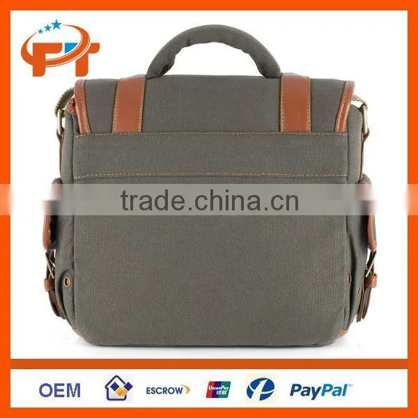 Fashion canvas pu leather dslr camera bag