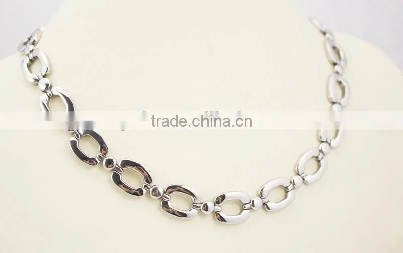 316L Stainless Steel Link Chain Bracelet and Necklace Jewelry Set