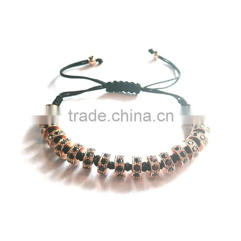 Wholesale Fashion men custom rose gold bracelet black zircon stone jewelry