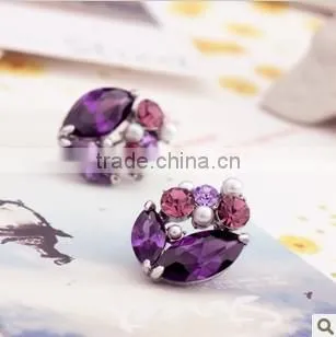 JINSE wholesale Purple Stone Earrings