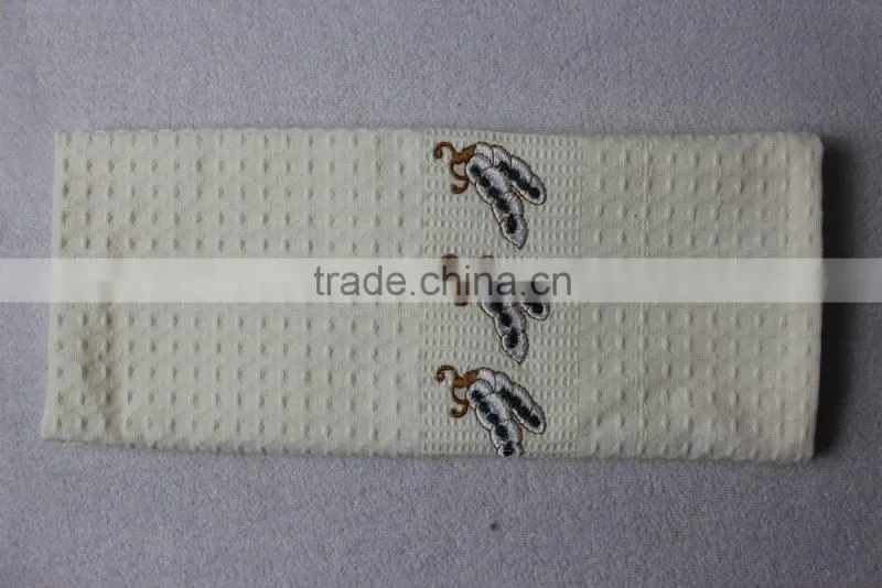 custom solid colorful waffle tea towels 100% cotton 2016 with embroidery