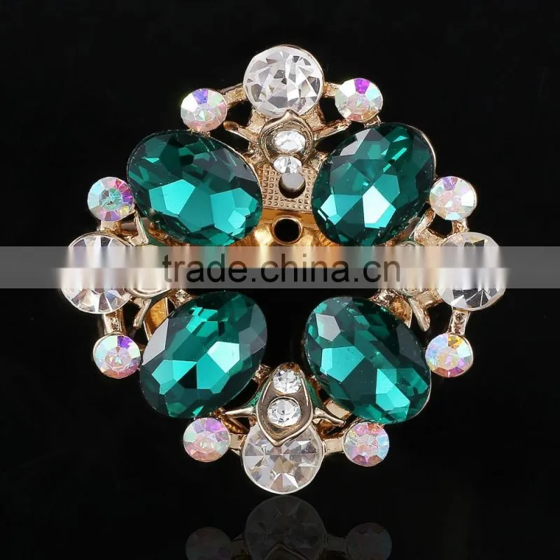 Bouquet Purple Rhinestone Brooch For Bag,Alloy Metal Rhinestone Scraf Buckle For Garment Embellishment