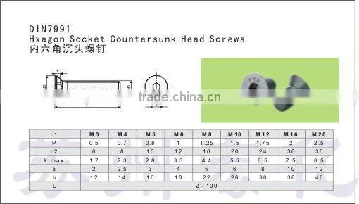 Hex socket countersunk head spring screw