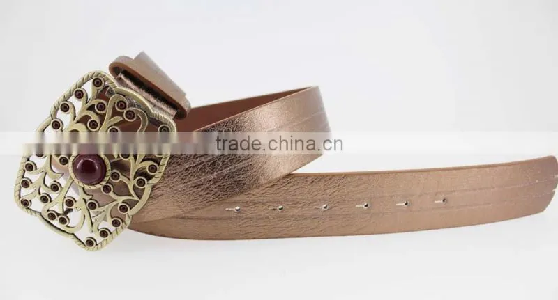 2015 Vintage Style women's fashion PU brand belt with Pierced buckle in chinese factory