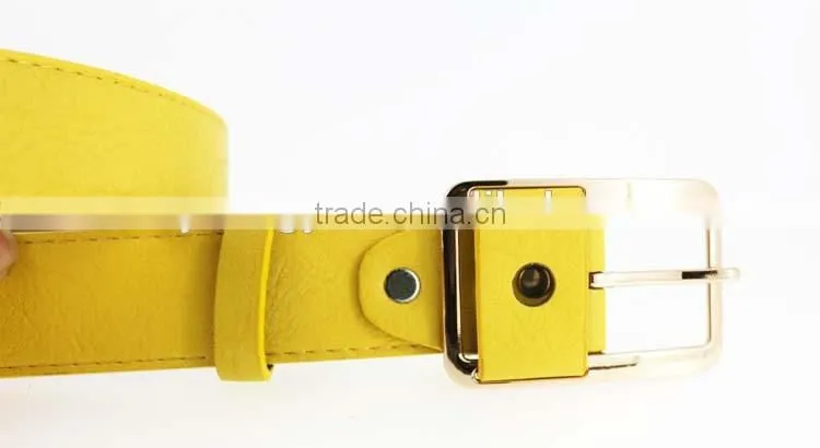Women's fashion Yellow PU leather belts for jeans with Alloy Buckles in YiWu Factory