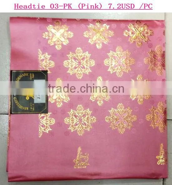 Golden african gele headtie/100%cotton nigerian sego headtie for gele