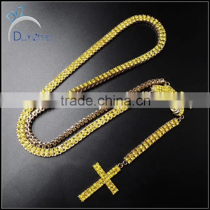 new fashion hip hop plated gold diamond necklace