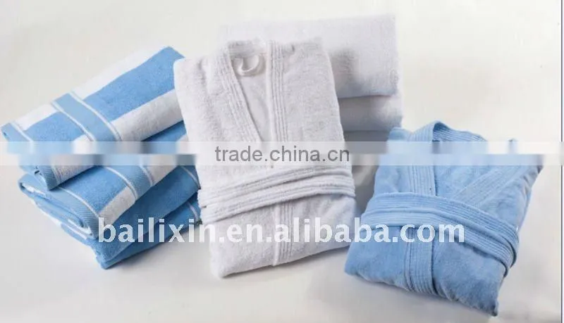 100 % cotton hotel towel and bathrobe