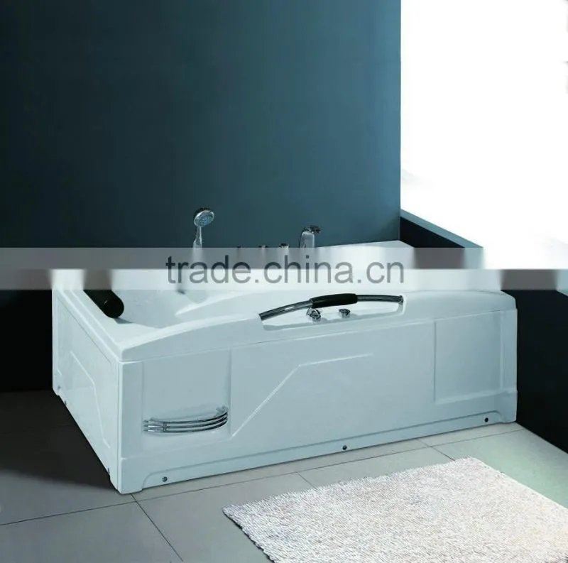 Cheap price whirlpool massage bathtub with pillow and hand grab