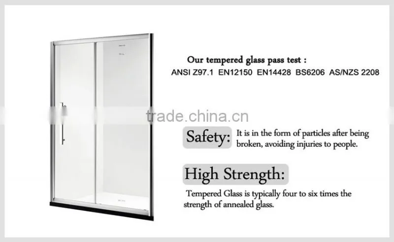 rectangle hinged tempered glass shower enclosure for bathroom with CE ANSI