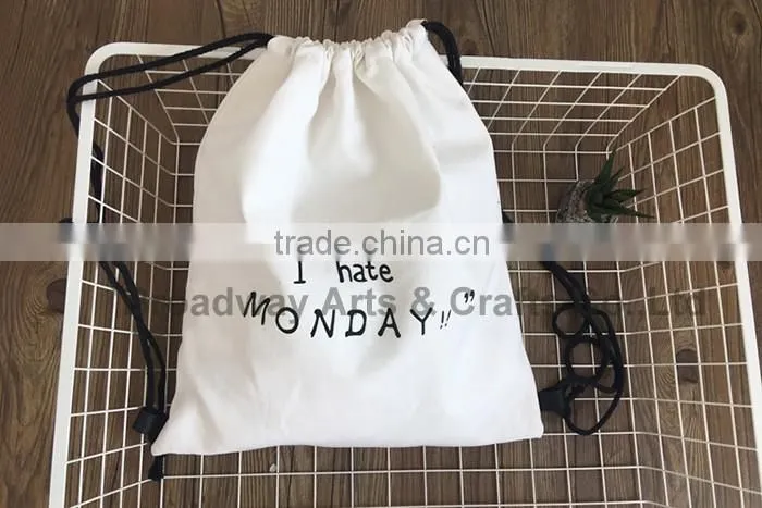 Wholesale Top Quality Custom printing Canvas drawstring Bag
