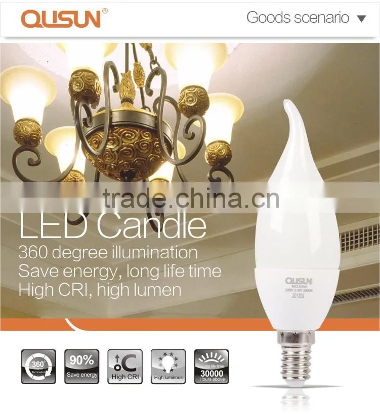 QUSUN LED Candle Light 2.5W Fluorescent Finish for Ambience Lighting