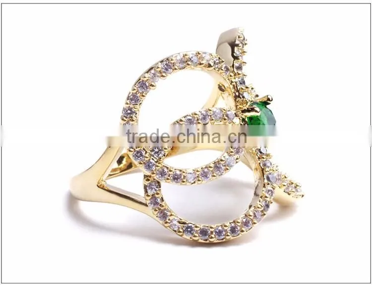Fashion Unique Jewelry Zircon Gold Wedding Ring BR01560