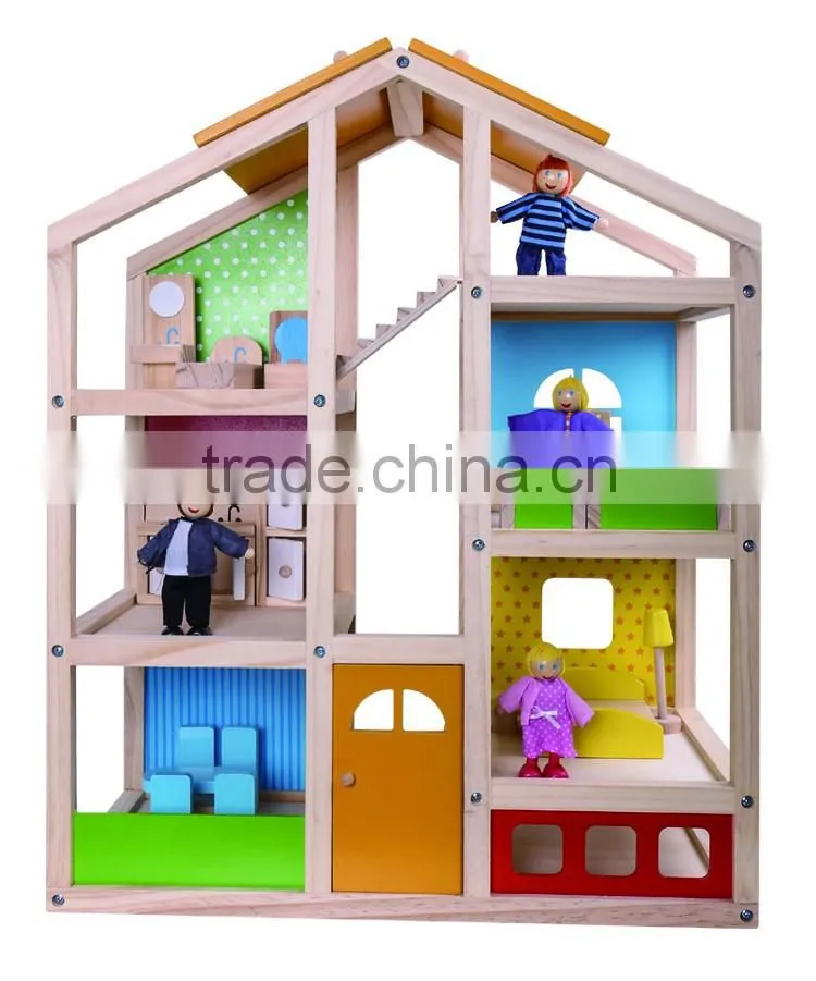 Happy Family Play Wooden Miniature Doll House