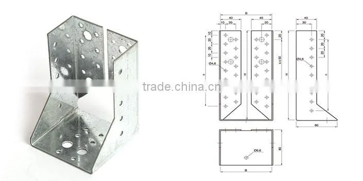 Sheet Steel Joist Hanger for Timber to Timber Connection with Zinc Plated