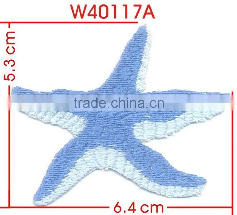 Ocean Blue Light Blue Star Cloth Applique Garment Patches Label