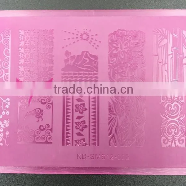 Easam new cheap high quality plastic PVC nail art stamp plate with 6 color available