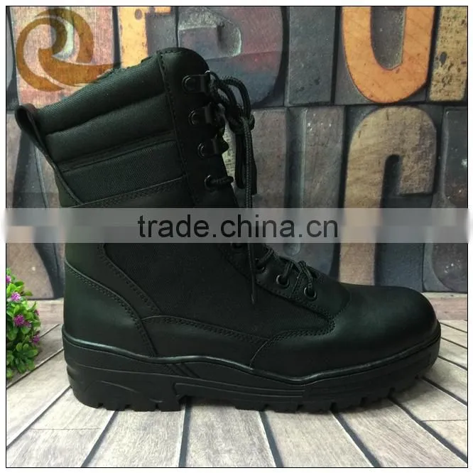Black genuine leather waterproof jungle tactical military boots