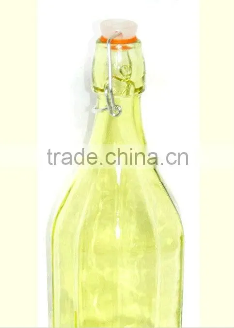 1 liter round colored clip lid wholesale glass juice bottles