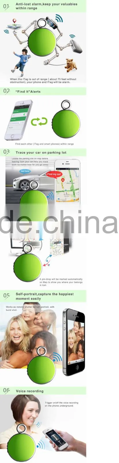 2015 New selfie remote shutter locator smart bluetooth anti lost alarm wireless bluetooth key finder for iPhone Samsung