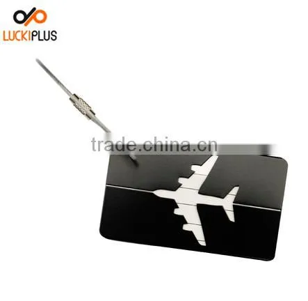 Luckiplus Colorful Aluminum Air Plane Pattern Luggage Tag ID Tag Name Card Holder Yellow