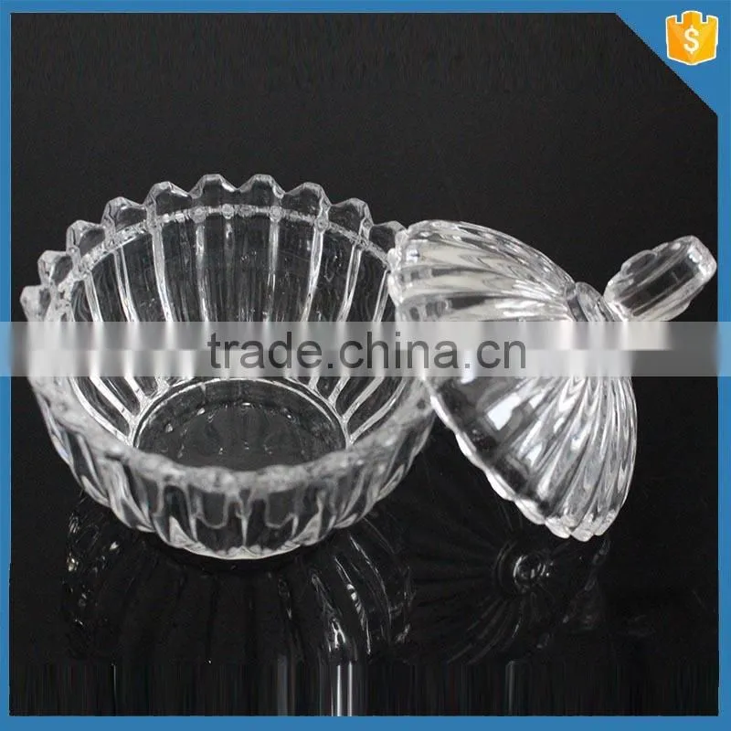 Wholesale fancy hand made glass candy bowl with lid