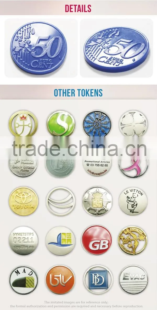 Wholesale bulk custom plastic supermarket blank trolley coin token