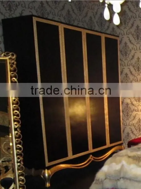 European style solid wood classical bedroom furniture set Bed Bedside table Wardrobe Dressing table Commode