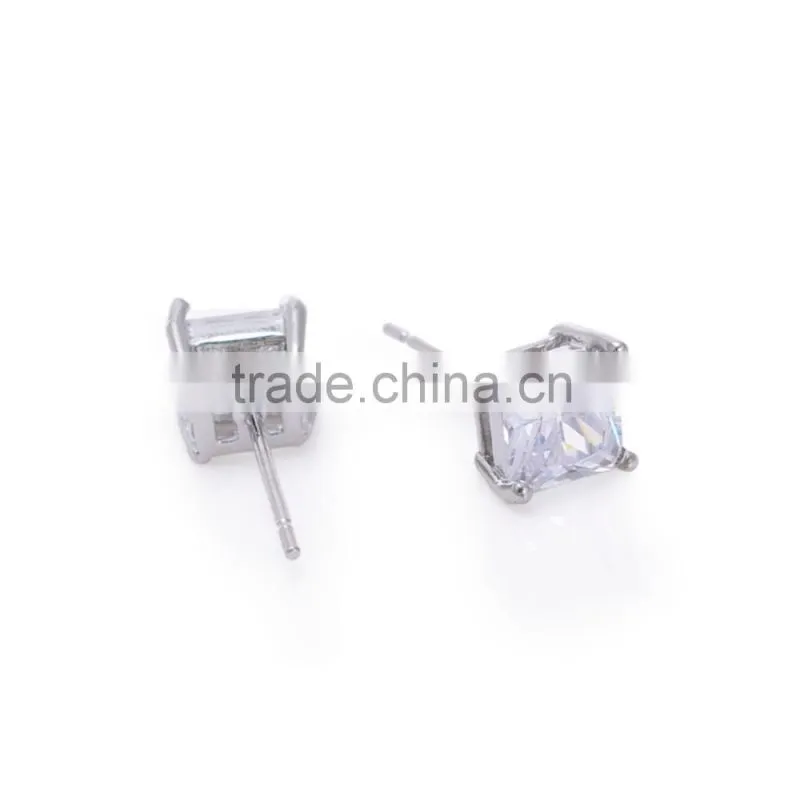 Wholesale Clear Cubic Zirconia Square Design Stud Earrings