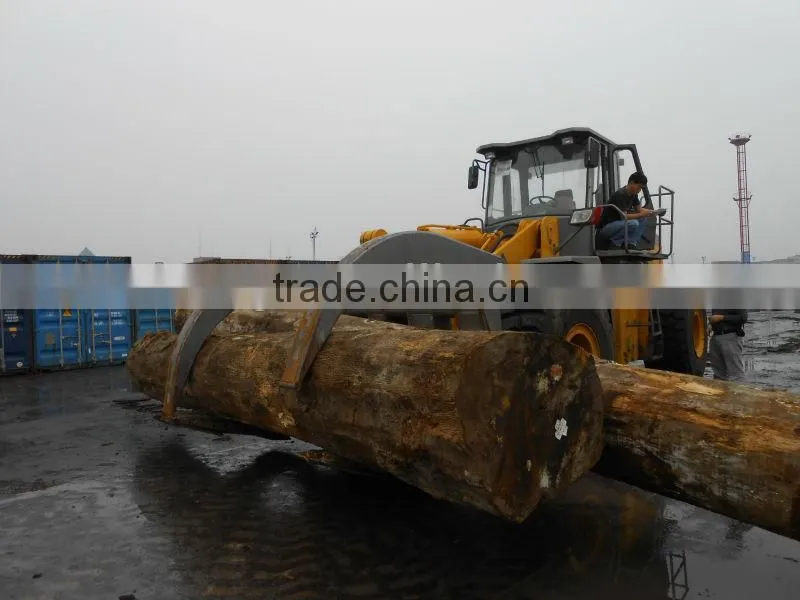 LTMA log loader for timber wheel loaders with clamp
