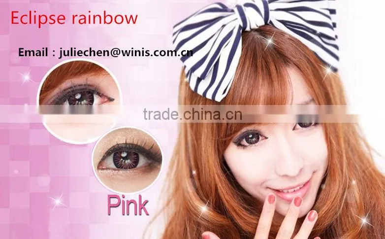 New arrival Korea Eclipse rainbow pink wholesale cosmetic soft color contact lens 7 colors