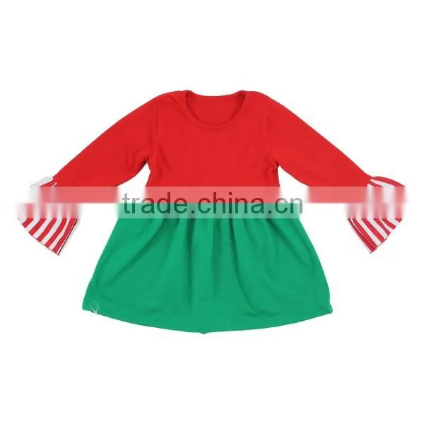Long sleeves todder girl red white dress chevron skirt dress baby girl wholesale children clothing christmas boutique dress