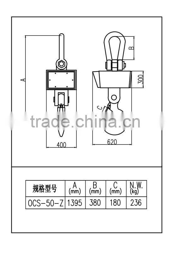 OCS-N crane scale with 5" Scoreboard for industrial weighing