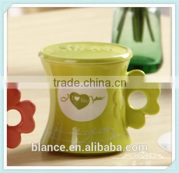 ceramic four-leaved clover mug leaf design handle