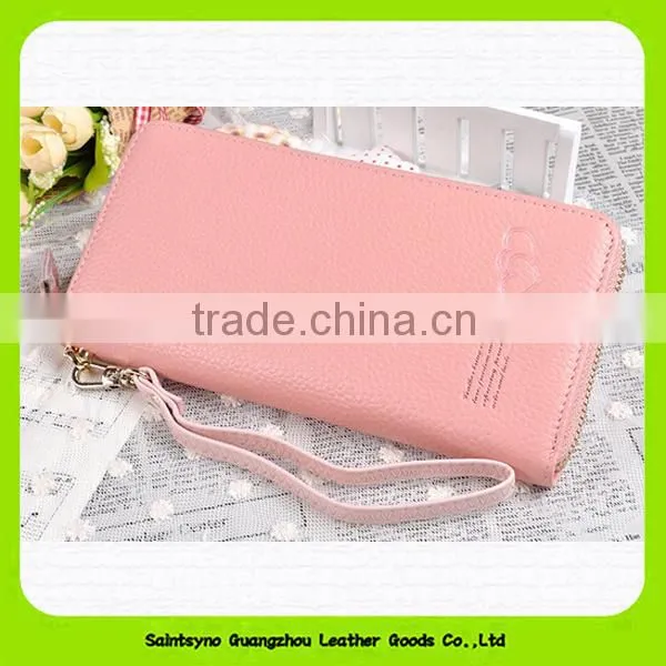 15525 Custom wholesale zipper women wallet with strap