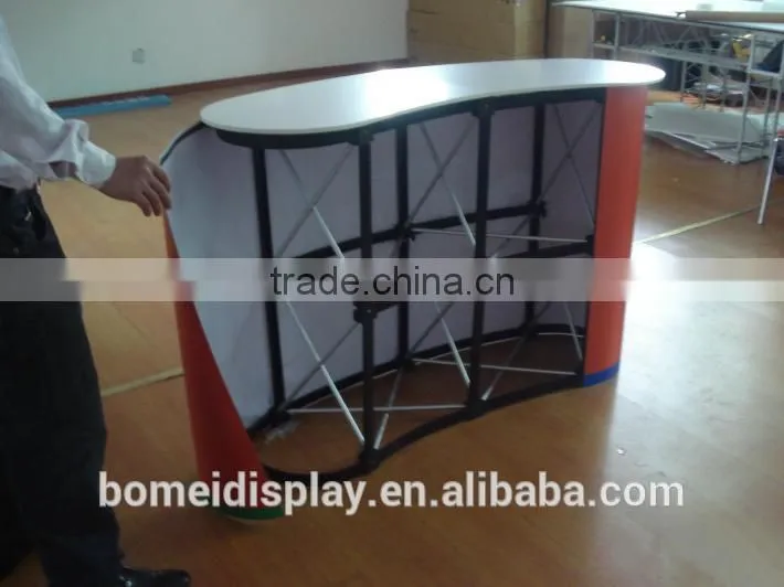 Customized metal and collapsible folding 2*2 pop up style advertising desk