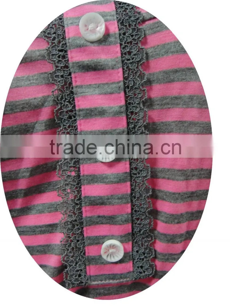 color stripe eyelet lace trim shortie