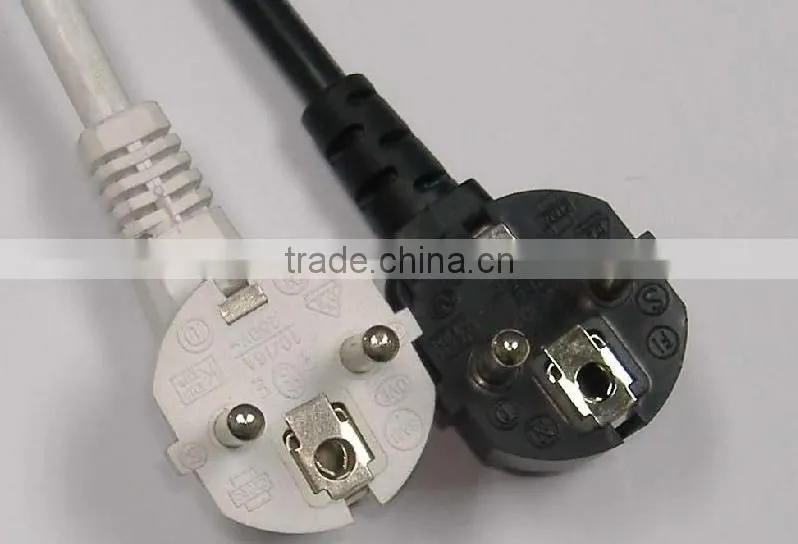 Euro power plug 250V 10A with VDE certificate AC power cord with plug H05VV-F 3*0.1.0mm2 3m 5m Black european standard