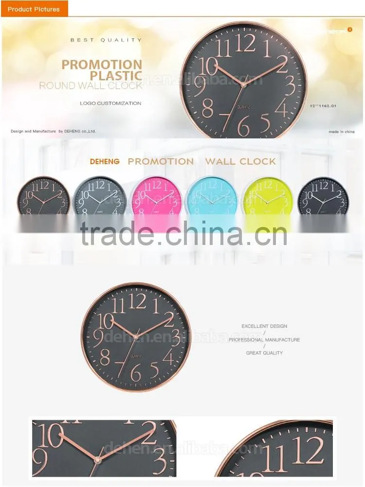 Promotional Plastic Wall Clock with embossed number