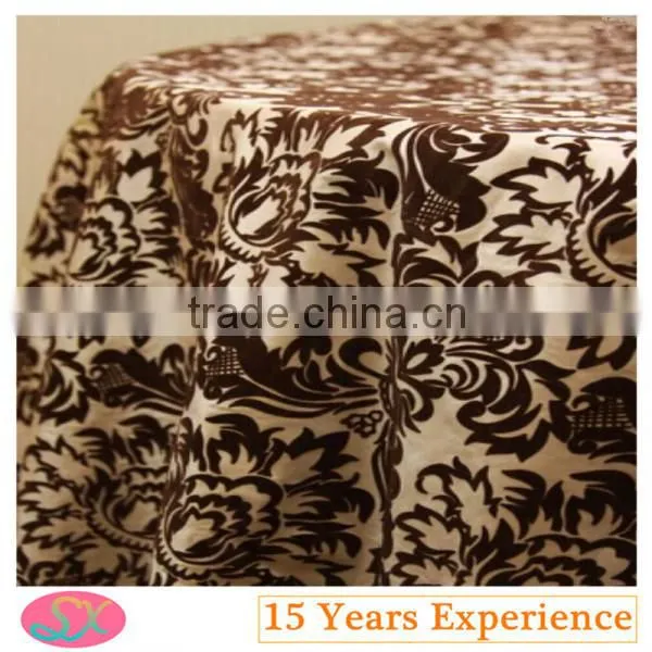 100%Polyester Flocking Table Cloth Damask Table Linen