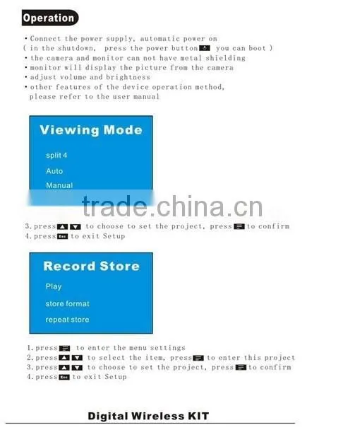 2.4Ghz Digital Video Security System 7'' LCD 4Channels Long Range Camera DVR Kit