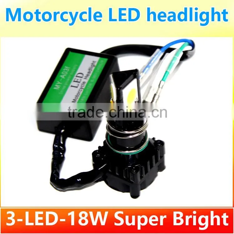 Factory directly wholesale 18W Motorcycle headlamp 3PCS*6W super bright COB LEDs