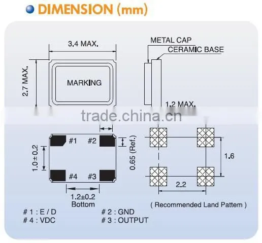 3.2x2.5mm SMD Crystal Oscillator (3.3V) - Automation