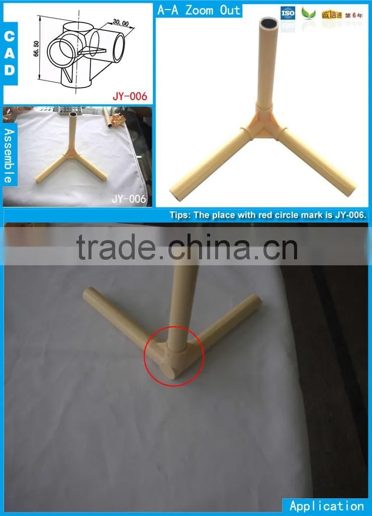 JY-A006|Plastic connectors for composite pipe|Durable plastic joint for furniture|Durable industrial plastic connector