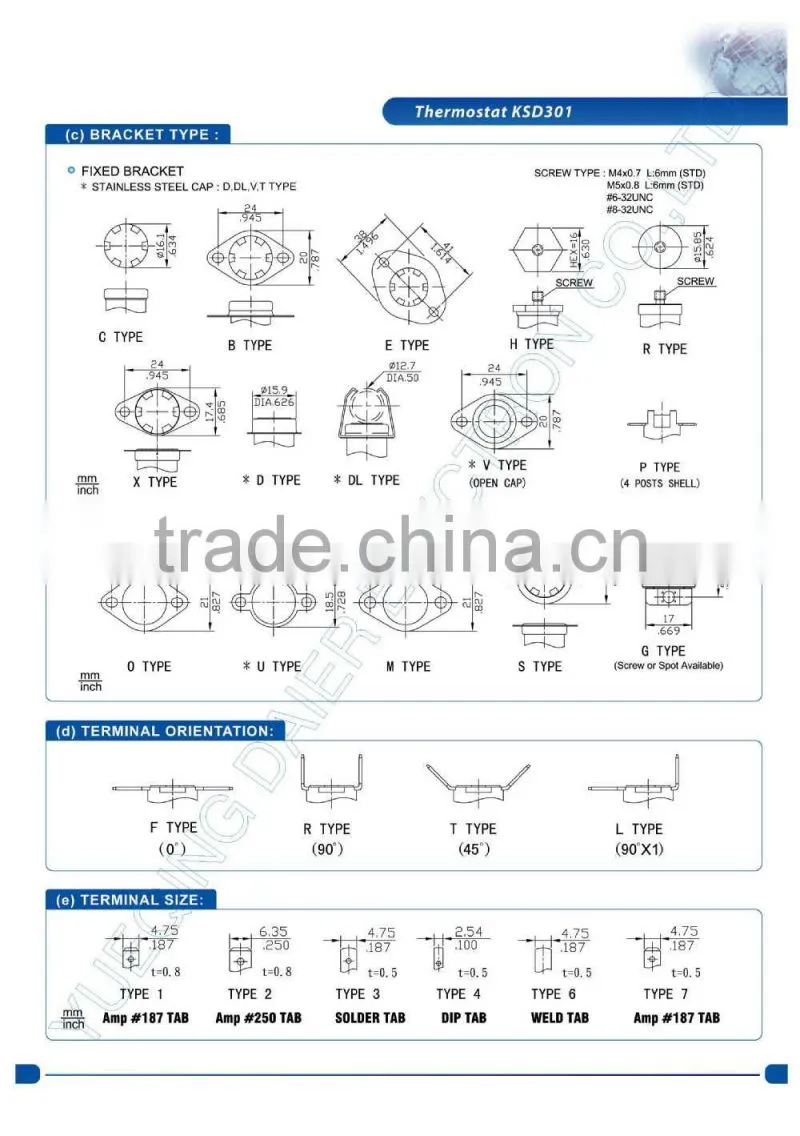 DAIER Thermostat Switch Ceramicall Material Temperature Thermostat
