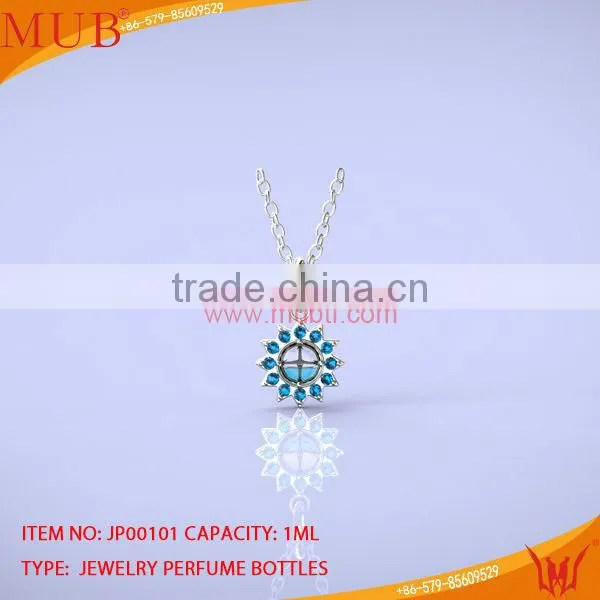 2014 New Design Glass Jewelry Perfume Necklace Bottle