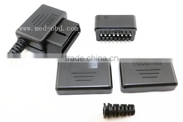 OBD2 Male Connector 16pin 90 Degree Right Angle J1962m Plug with Enclosure without Screw