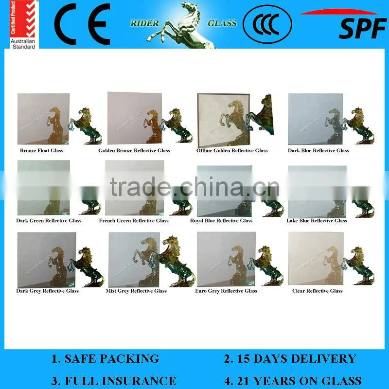 3-6mm Clear Reflective Class 4mm Glass F Green Reflective with AS/NZS2208:1996