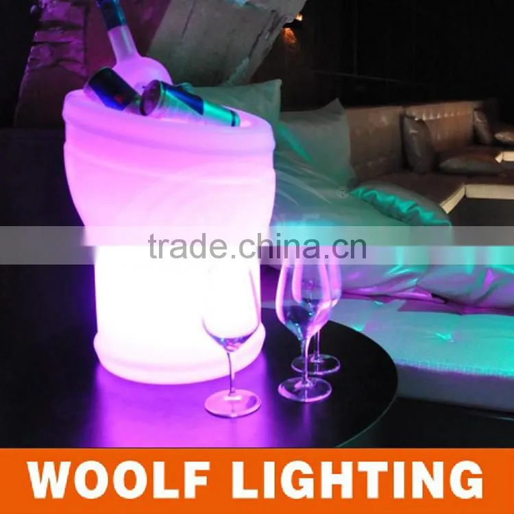 2015 hot waterproof IP68 customized plastic LED round small ice wine bucket